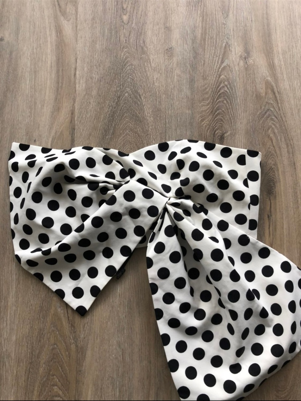 Black White Polka Dot Two Piece Set | Strapless Bow Top & Mini Skirt | Size S - Picture 5 of 10